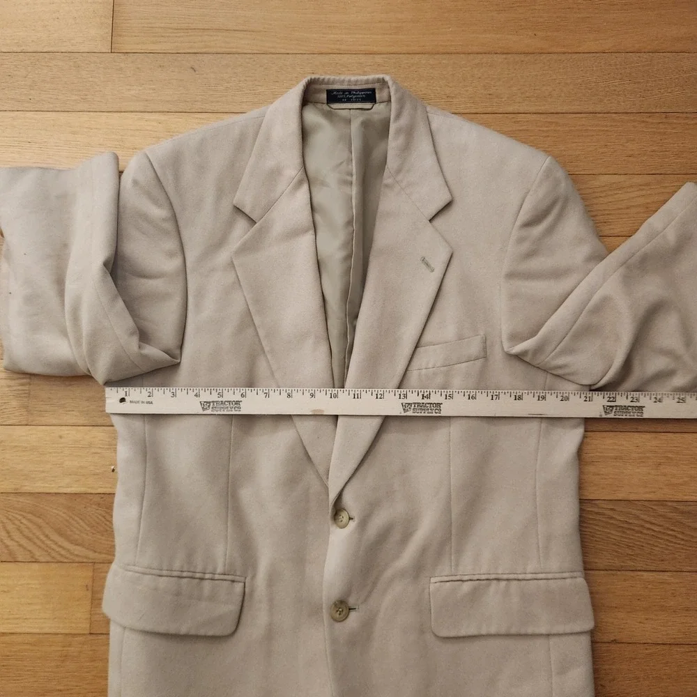 Supra Suede Men Two Button Blazer Jacket Tan Camel Faux Suede Sport Coat 42R VTG